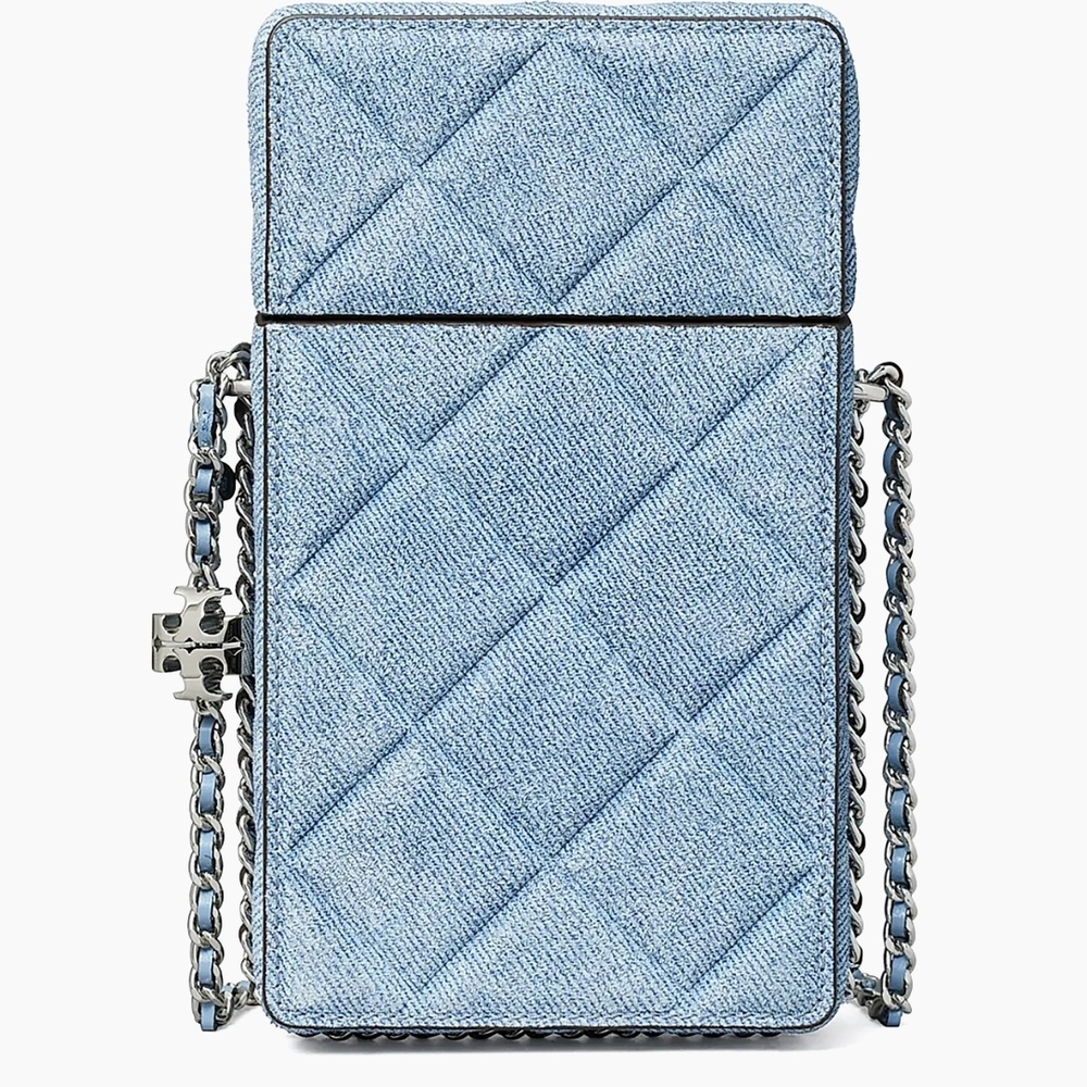 Tory Burch Light Blue Quilted Denim Mini Crossbody